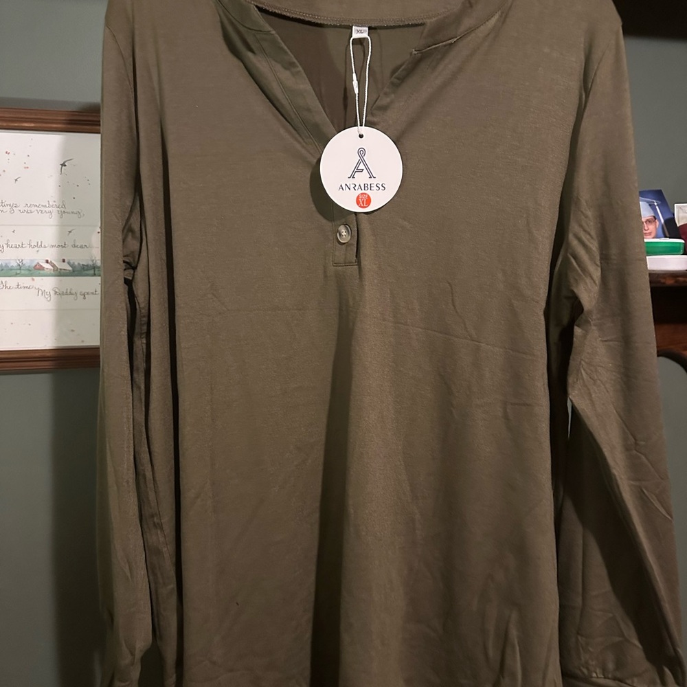 Amazon Olive Long Sleeve Women's Top